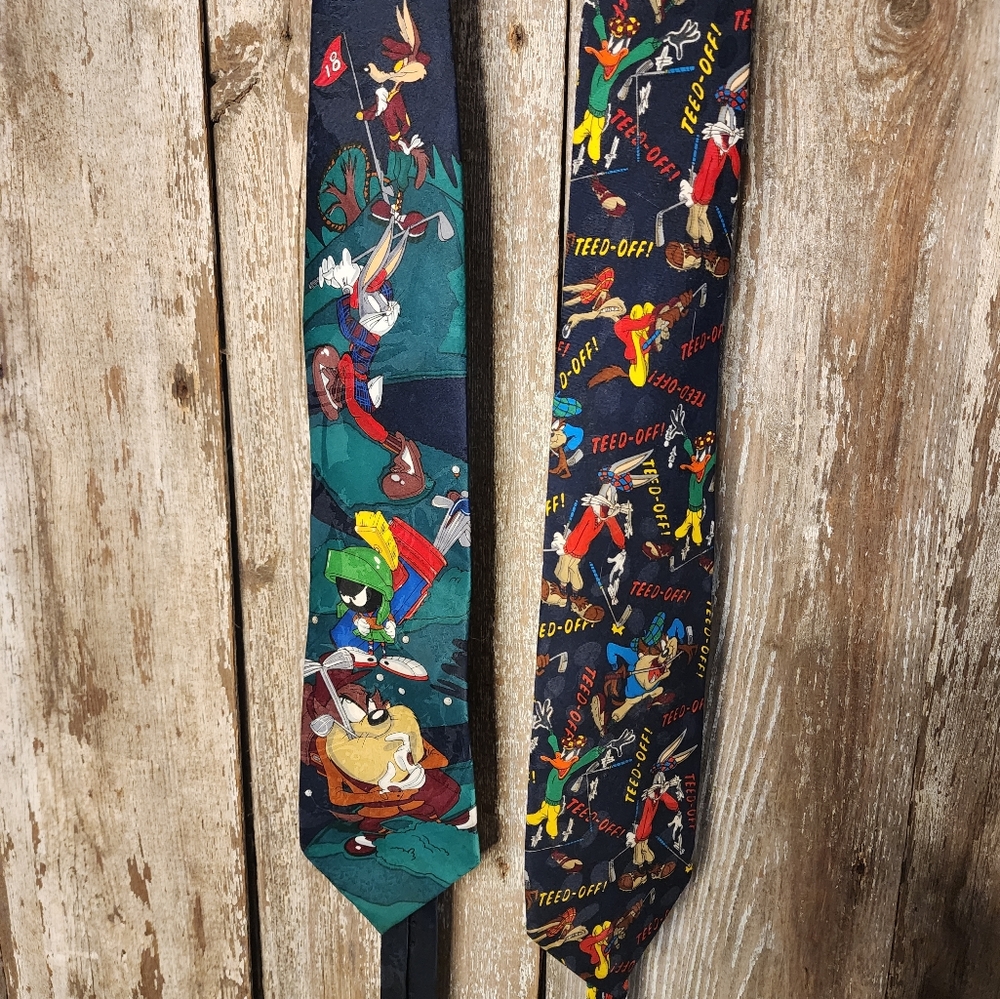 Vintage 90s ties golf theme Looney toons golfer career wear